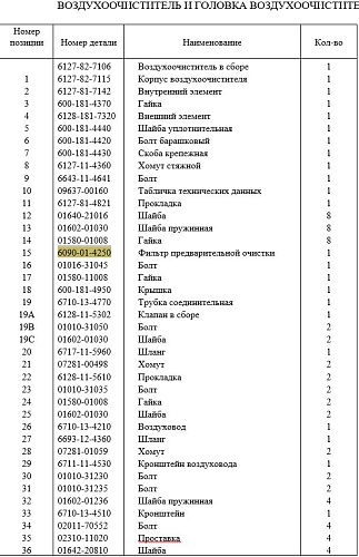 Воздухоочиститель 6090-01-4250 Воздухоочиститель 6090-01-4250