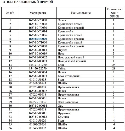 Кронштейн крепления бруса к отвалу правый 16Y-80-70029 Кронштейн крепления бруса к отвалу правый 16Y-80-70029